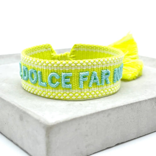Webarmband "Il Dolce Far Niente" neon gelb/aqua