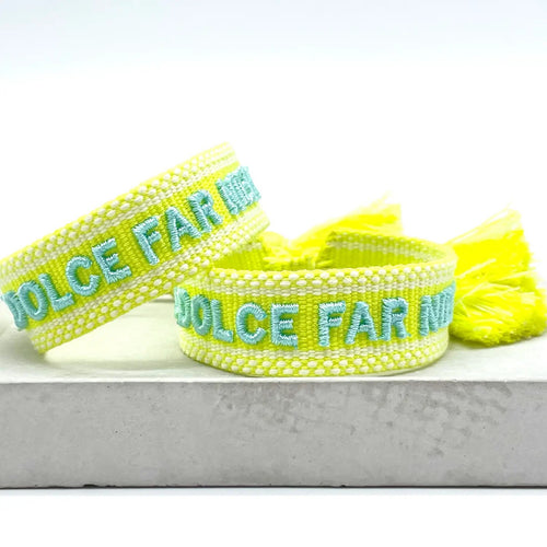 Webarmband "Il Dolce Far Niente" neon gelb/aqua