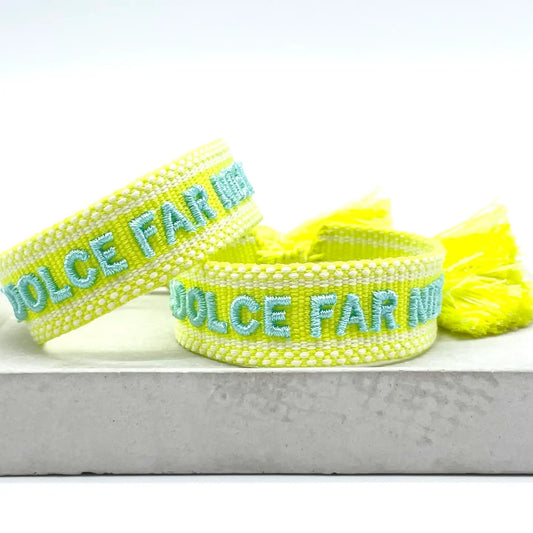 Webarmband "Il Dolce Far Niente" neon gelb/aqua