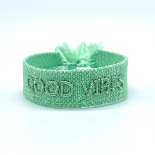 Webarmband "Good Vibes" all Aqua