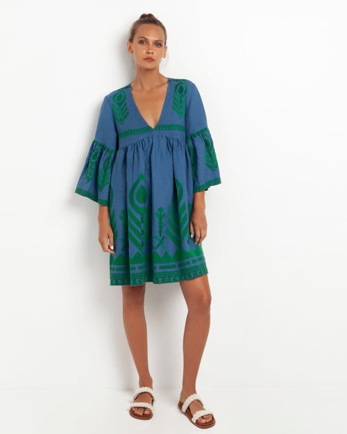 Dress Mykonos Feather short indigo/green