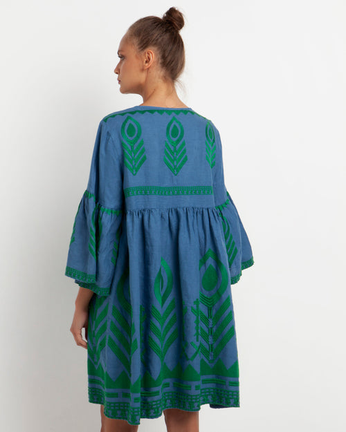 Dress Mykonos Feather short indigo/green