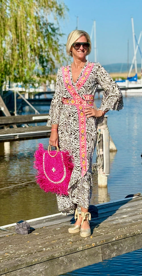 Seiden Maxidress Lisboa "Zebra"