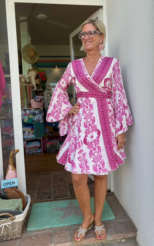 Seiden Dress Oporto Print pink