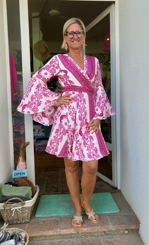 Seiden Dress Oporto Print pink