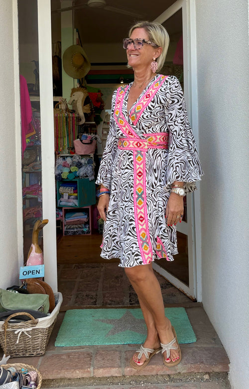 Seiden Dress Oporto Print Zebra