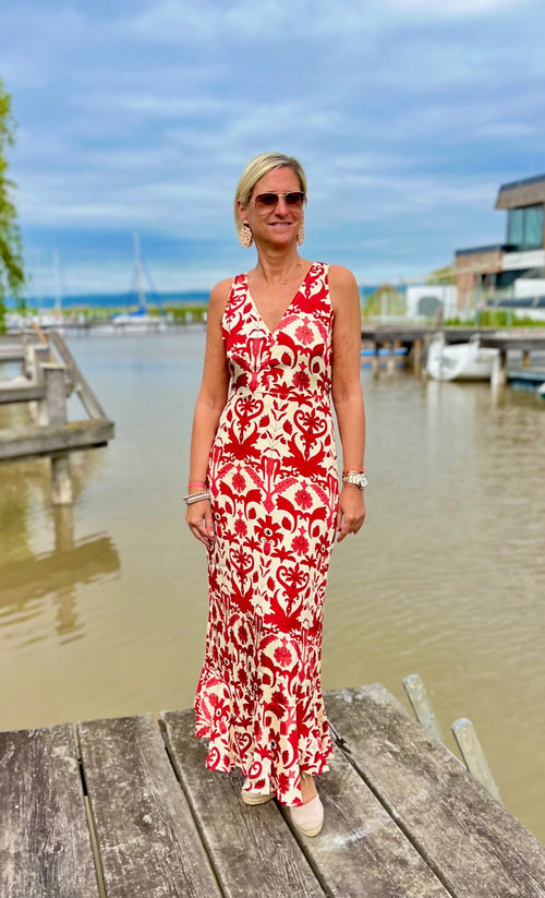 Seidendress Viola "red Flowers"