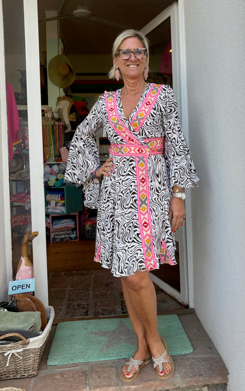 Seiden Dress Oporto Print Zebra