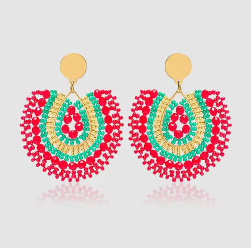 Ohrstecker Beads "Summerdrops" red/green/gold