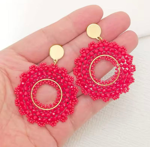 Ohrstecker Beads "Flamenco round"