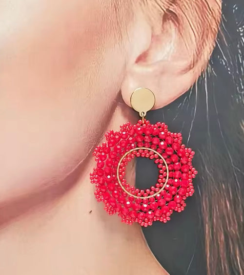 Ohrstecker Beads "Flamenco round"