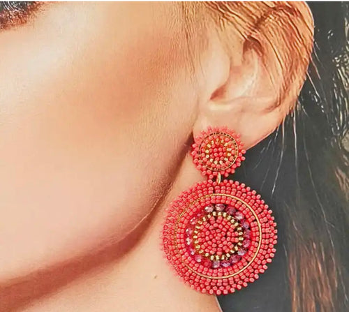 Ohrstecker Beads "Double Red"