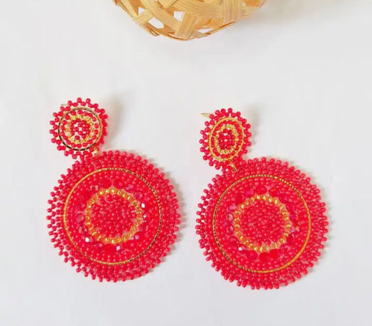 Ohrstecker Beads "Double Red"