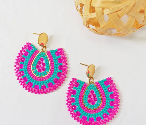 Ohrstecker Beads "Summerdrops" pink/türkis