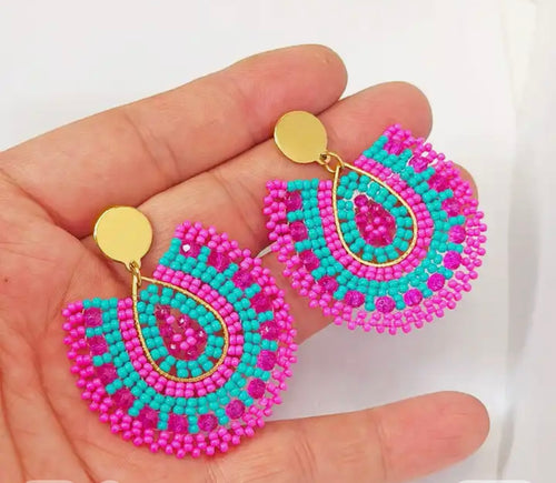 Ohrstecker Beads "Summerdrops" pink/türkis