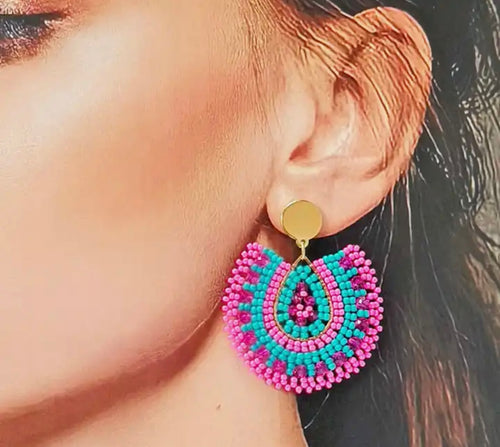 Ohrstecker Beads "Summerdrops" pink/türkis