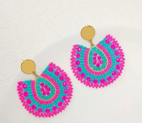 Ohrstecker Beads "Summerdrops" pink/türkis