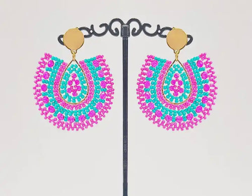 Ohrstecker Beads "Summerdrops" pink/türkis