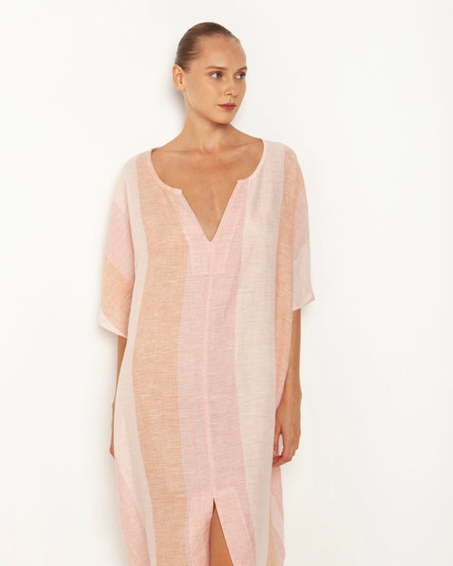 Kaftandress Stripes soft pink