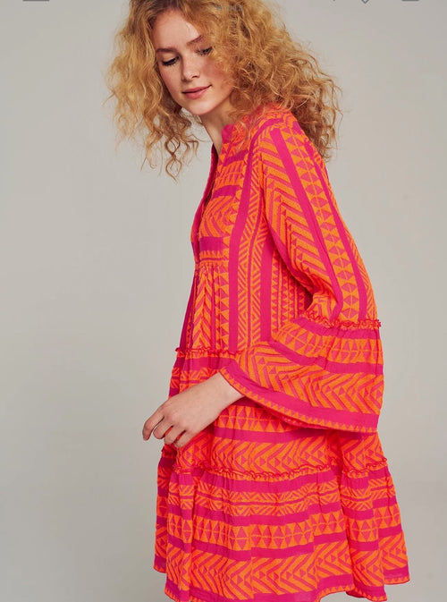 Dress Ella neon orange/fushia