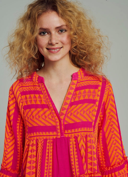Dress Ella neon orange/fushia