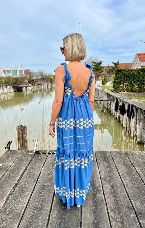 Dress Trigono long indigo/gold