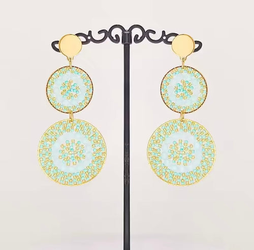 Ohrstecker Beads " Double Aqua Explosion"