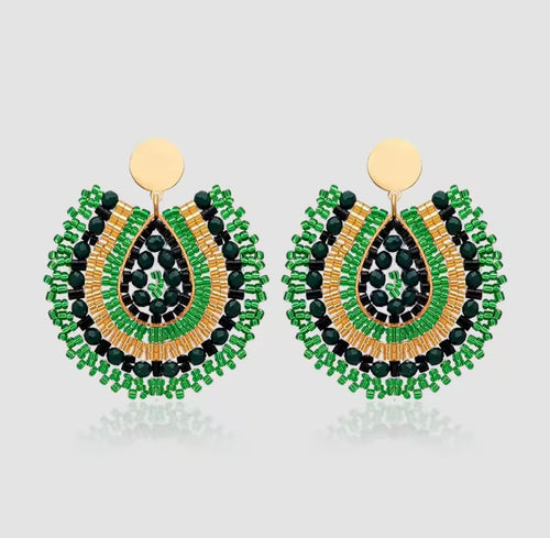 Ohrstecker Beads "Drops" green/gold