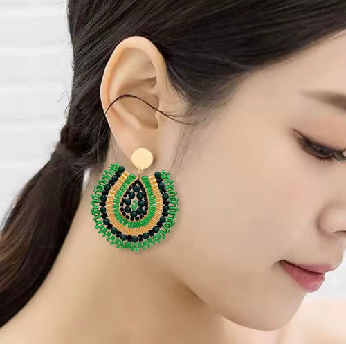 Ohrstecker Beads "Drops" green/gold