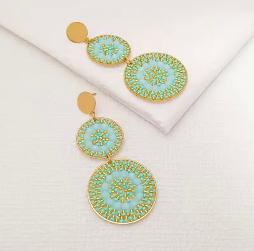 Ohrstecker Beads " Double Aqua Explosion"