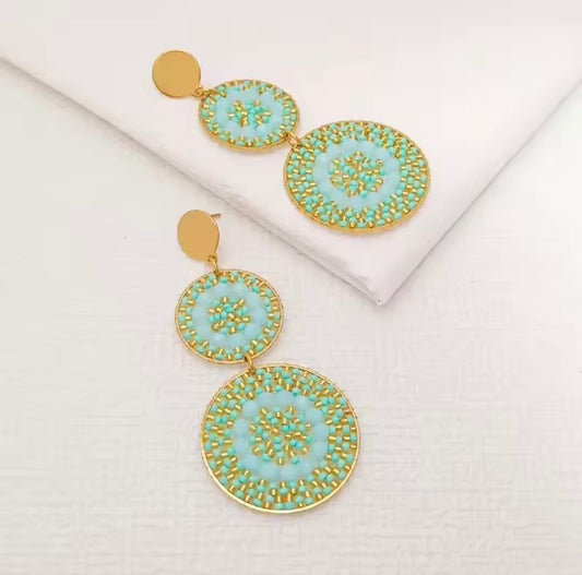 Ohrstecker Beads " Double Aqua Explosion"