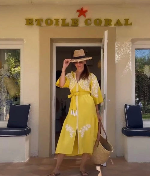 Midi Linen Dress Areti Yellow