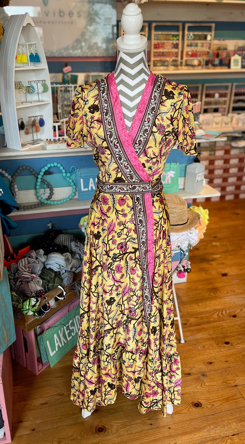 Seiden Wickeldress Jeanne yellow