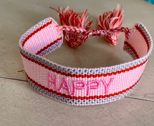gewebtes Armband Summer Happy pink/red