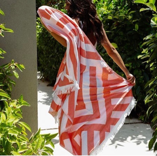 Beachtowel Benitses coral/weiß