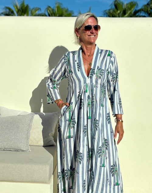 Kaftan Dress "Palmtree Stripes"