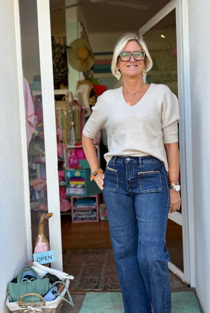 Jeans "Boho" mit aufgesetzten Taschen