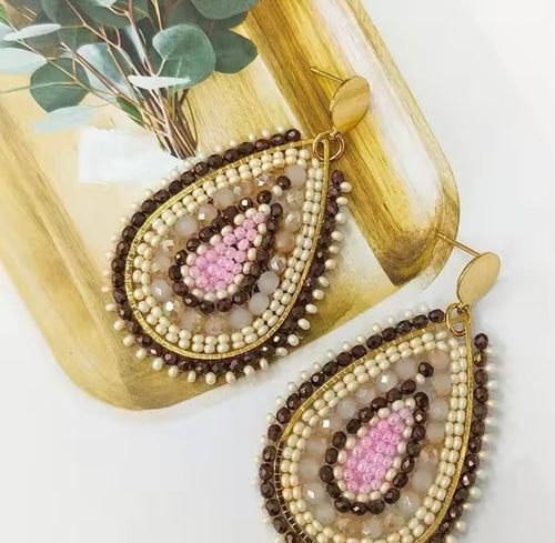 Ohrstecker Beads  "Drops Cappuccino"