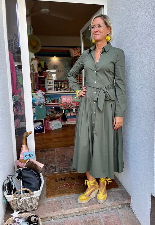 Hemdblusenkleid uni Khaki