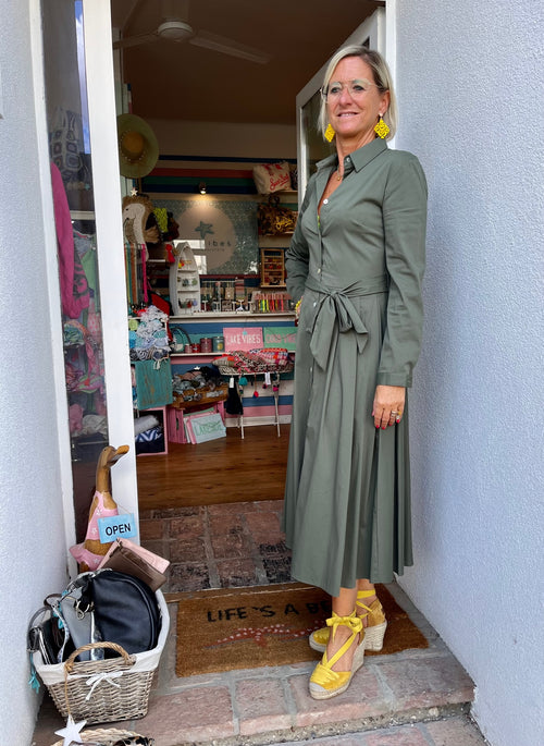 Hemdblusenkleid uni Khaki