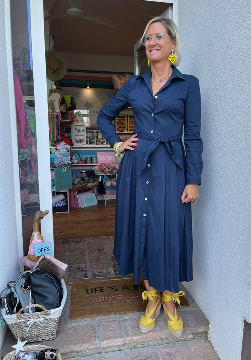 Hemdblusenkleid uni Navy