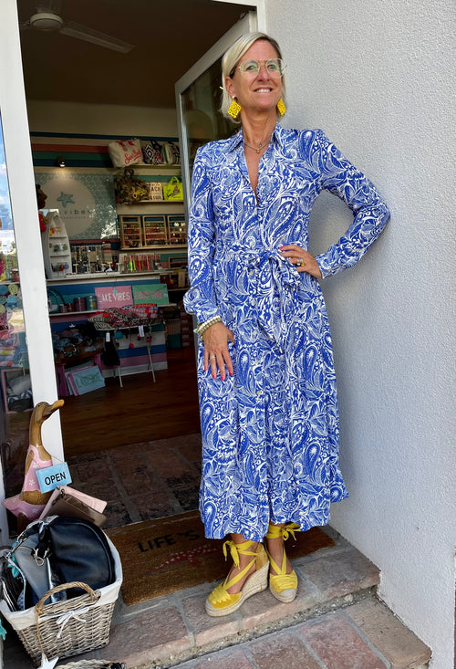 Hemdblusenkleid Viskose Blue