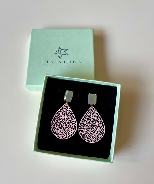 Ohrringe "Bi Colour" gold soft pink/grey