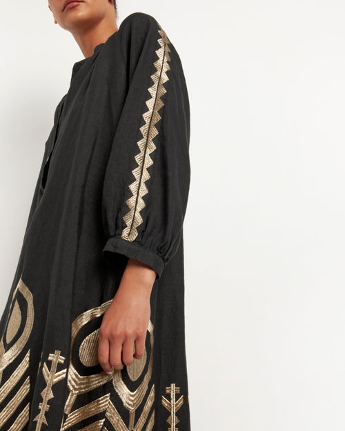 Chevron Dress Mykonos Feather charcoal/gold