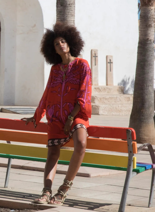 Pahiesa Short Dress Pink Palm