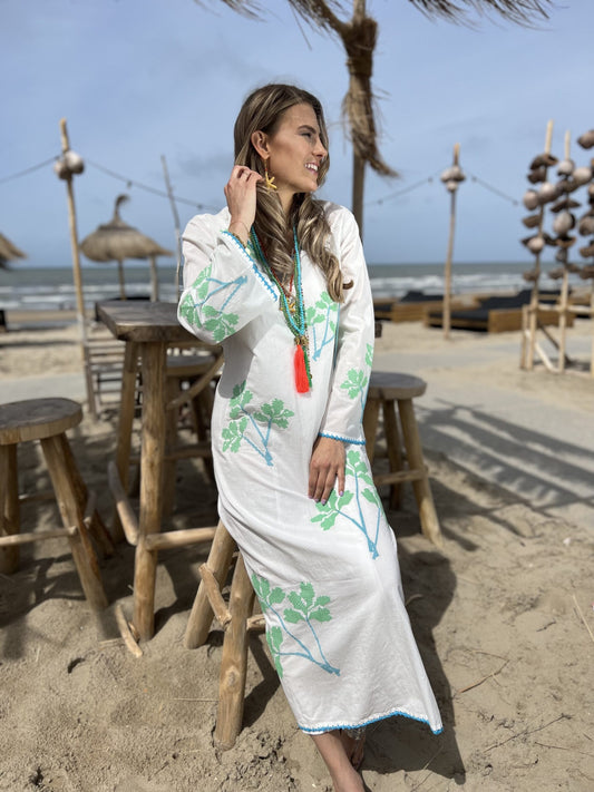 Kaftandress organic "Green Leaves"