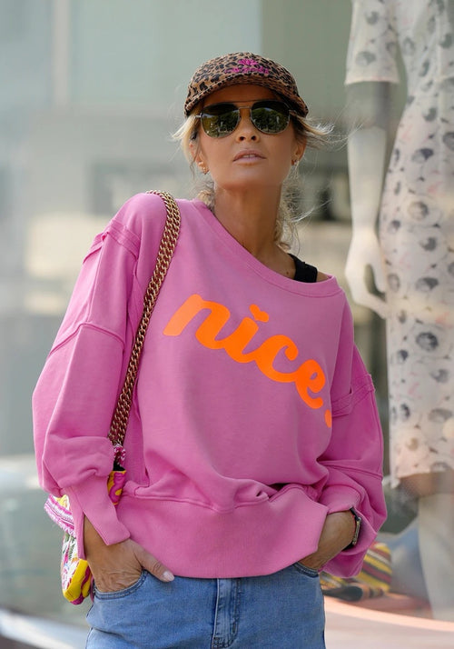 Miss Goodlife Roundneck Sweater Wide "Nice" Flashrose