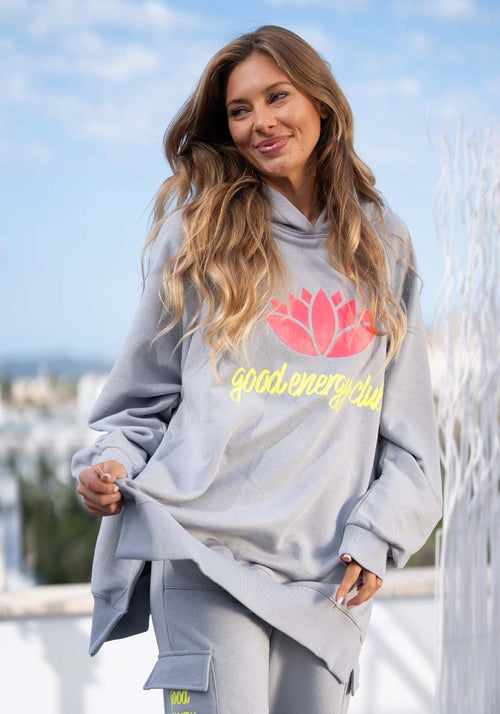 Miss Goodlife Hoodie "Good Energy Namaste" light grey