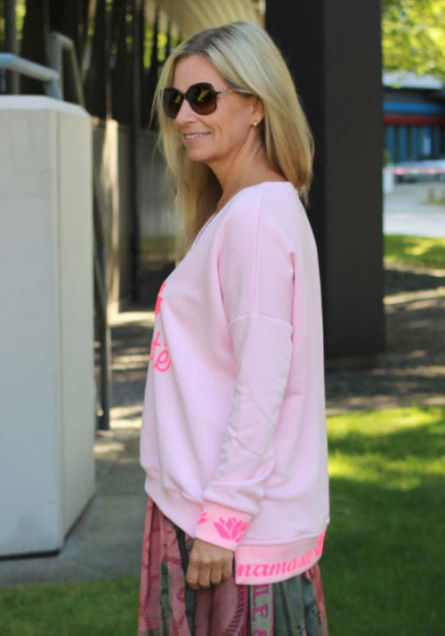 Miss Goodlife Sweater V-Neck Namaste Glitter rose