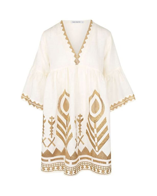 Short Dress Mykonos Feather 2.0 natural/gold